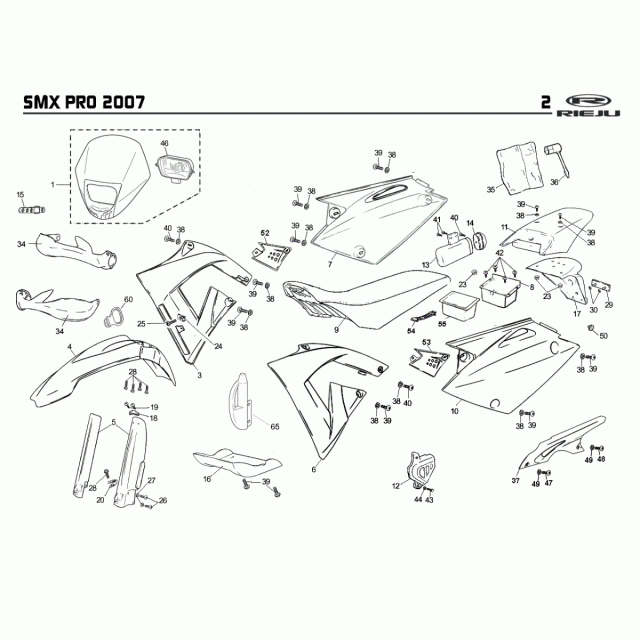 Rieju SMX MRX RRX osłona ramy prawa 0/000.570.5128